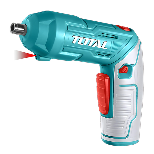 [20757] ATORNILLADOR INALAMBRICO 4V ESTUCHE PLASTICO + 20 PUNTAS TALADRO DE 25MM, 2 DE 50MM, 1 BROCA Y CONECTOR SUPER  TOTAL (TSDLI04425)