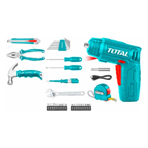 [16256] ATORNILLADOR INALAMBRICO 4V ESTUCHE PLASTICO + 37 PIEZAS SUPER SELECT TOTAL (THKTHP10386)