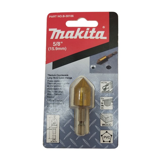 [15002] AVELLANADOR MAKITA 5/8 MULTIMATERIAL ZANCO HEXAGONAL 1/4 (B-30106)
