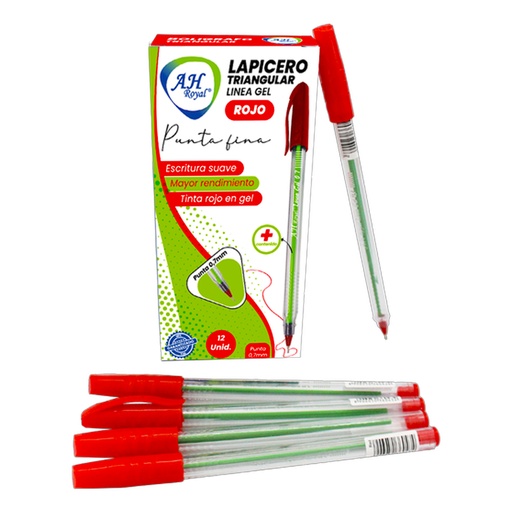 [21172] BOLIGRAFO AH ROYAL LINEA GEL 0.7 TRIANGULAR ROJO  [PAC70631-2051]