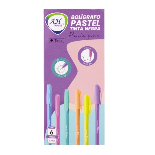 [21190] BOLÍGRAFO TRIANGULAR LINEA GEL COLORES PASTEL TINTA NEGRA (PA2404)