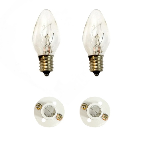 [135BK] BOMBILLO CANDELABRO SENCILLO BLANCO + SOKET CANDELABRO PASTA PQT X 2 UDUKE