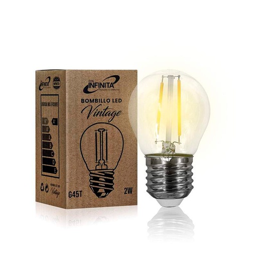 [16696] BOMBILLO LED TRANSPARENTE VINTAGE 2W (INFG45T)