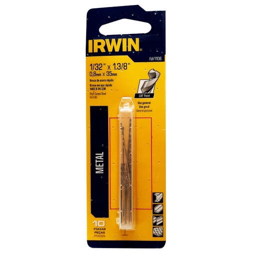 [14252] BROCA LAMINA IRWIN HSS 1/32 BLISTER X 10 (IW1106)(PRECIO X UNIDAD)