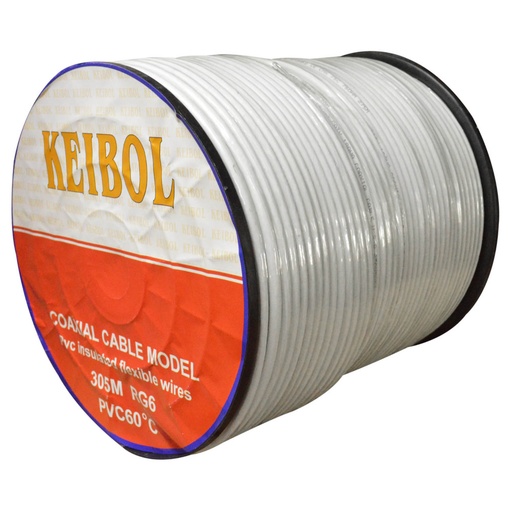 [3037] CABLE COAXIAL RG6 BLANCO KEIBOL CARRETO X 305 MTS (HT10084)