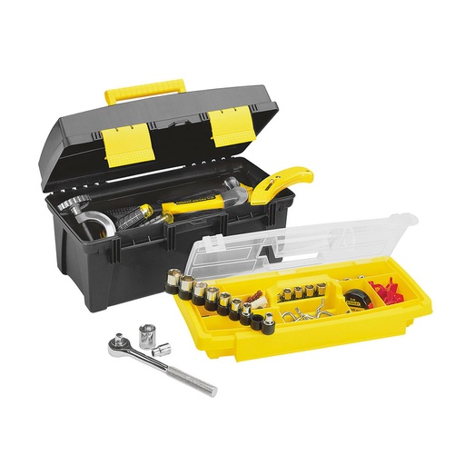 [15398] CAJA HERRAMIENTA 16 CON BANDEJA ORGANIZADORA NEGRA RIMAX (3994)