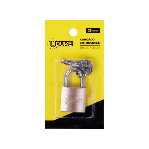 [6332K] CANDADO 25MM BRONCE FINO EN BLISTER UDUKE (GARANTIA 5 ANOS)