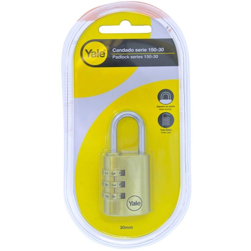 [12052] CANDADO YALE CLAVE 30MM Y150-30 3 DIGITOS (8501)