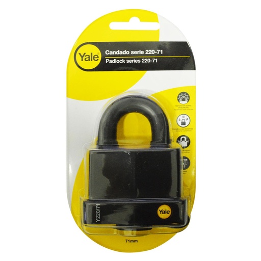 [11814] CANDADO YALE INTEMPERIE NEGRO 220-71MM(8817)