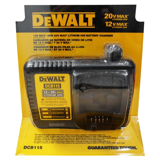 [10878] CARGADOR DE BATERIA DEWALT DE ION DE LITIO 12V / 20V (DCB1104) (DCB115)