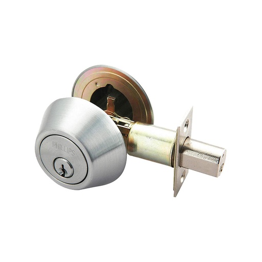 [16494] CHAPA CERROJO SEGURIDAD PHILLIPS CROMADA OSLO LLAVE LLAVE (6749)