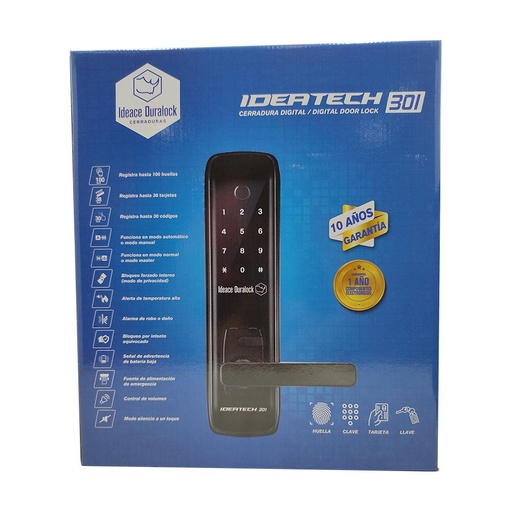 [15015] CHAPA DIGITAL  4 FUNCIONES IDEATECH 301 HUELLA - CLAVE - TARJETA - LLAVE (730101)