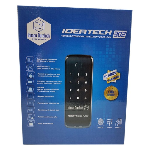 [15016] CHAPA DIGITAL INTELIGENTE 3 FUNCIONES IDEATECH 302 HUELLA-CLAVE-TARJETA  (730201)