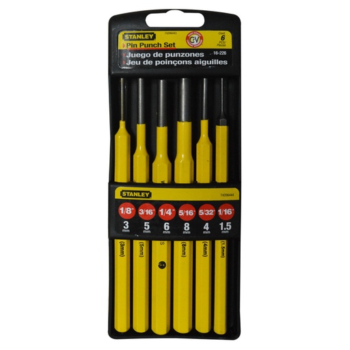 [9724] CINCEL PUNZON STANLEY JUEGO X6 (1/8-3/16-1/4-5/16-5/32-1/16)(16-226)