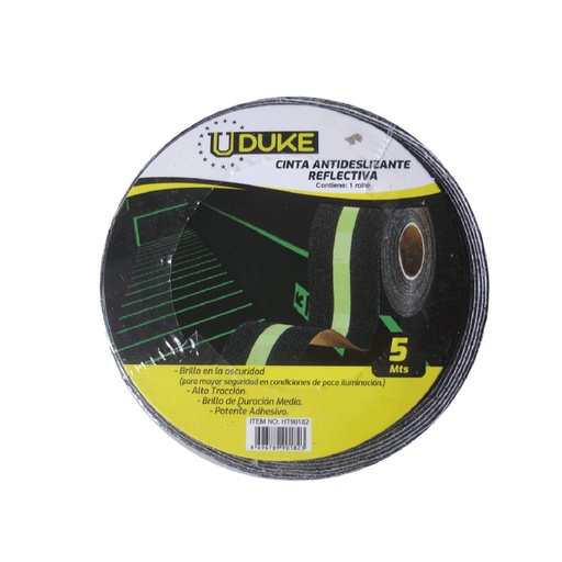 [13750] CINTA ADHESIVA ANTIDESLIZANTE 2 X 5 MTS REFLECTIVA NEGRA UDUKE (HT90374)