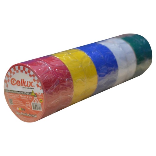 [10427] CINTA AISLANTE CELLUX PEQUENA COLORES X 10 (ROJA-AMARILLA-BLANCA-VERDE-AZUL)