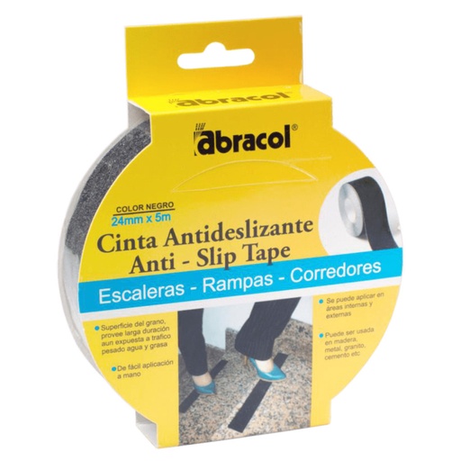 [13807] CINTA ANTIDESLIZANTE ABRACOL GRADA 2 X 5 MTS NEGRA (SCCIANTNEG48)