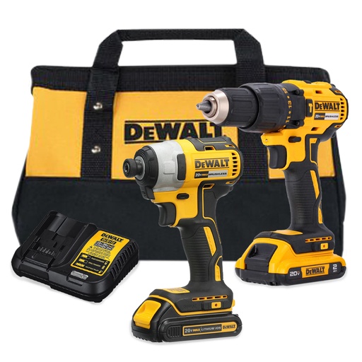 [C280] COMBO DEWALT (DCK276D2-B3) TALADRO PERCUTOR 20V MAX BRUSHLESS (DCD7781-B3) + ATORNILLADOR DE IMPACTO 1/4 20V (DCF7871)