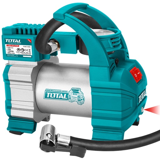 [14761] COMPRESOR MINI 12V 140PSI PARA CARRO TOTAL (TTAC1406)