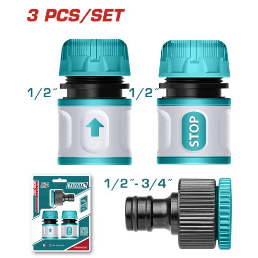 [14814] CONECTOR RAPIDO 1/2 PARA MANGUERA JUEGO X 3PZS TOTAL (THWS030301)