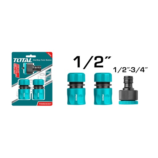 [14814] CONECTOR RAPIDO 1/2 PARA MANGUERA JUEGO X 3PZS TOTAL (THWS030301)