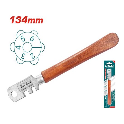 [15448] CORTAVIDRIO 130MM 6 RUEDAS MANGO MADERA TOTAL (THT561301)