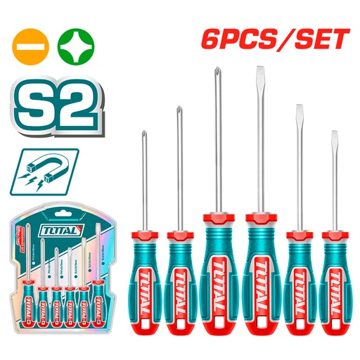 [20567] JUEGO DESTORNILLADORES X 6 PCS PUNTA IMANTADA SUPER TOTAL (TKSDS0626)