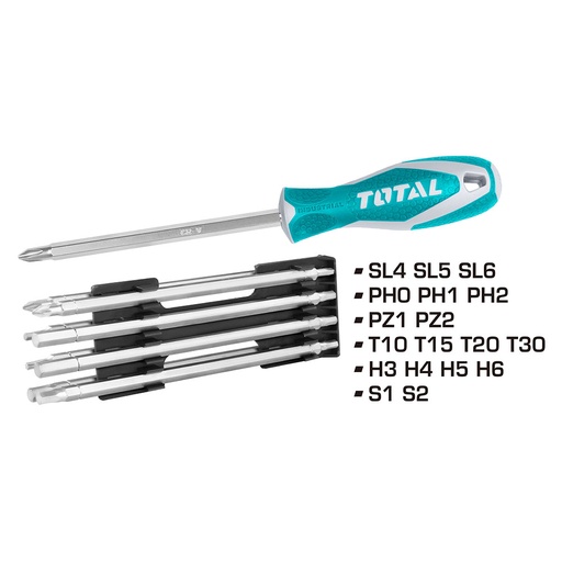 [15424] DESTORNILLADOR 18 EN 1 CROMO VANADIUM INTERCAMBIABLE TOTAL (THT250236)