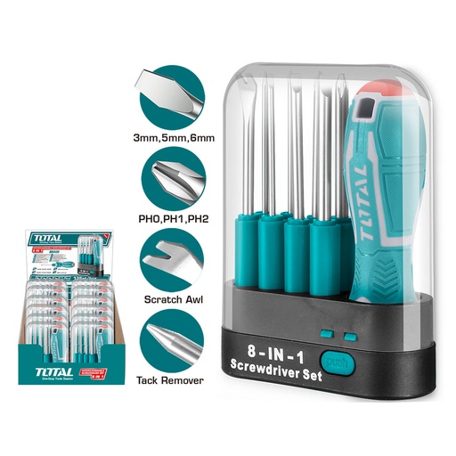 [15425] DESTORNILLADOR 8 EN 1 CROMO VANADIUM INTERCAMBIABLE TOTAL (THT250906)