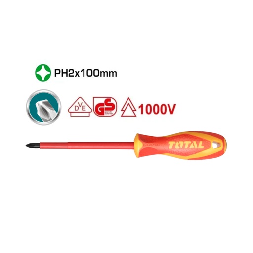 [14794] DESTORNILLADOR AISLADO 1000V (+) INDUSTRIAL AMARILLO-ROJO TOTAL (THTISPH2100)