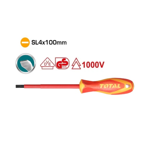 [15422] DESTORNILLADOR AISLADO 1000V INDUSTRIAL 4" AMARILLO - ROJO TOTAL (THTIS4100)