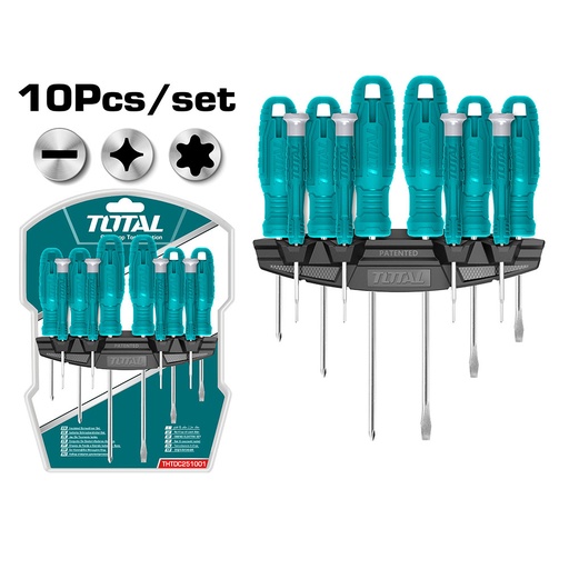 [15419] DESTORNILLADOR CROMO VANADIUM JUEGO X 10 PZS SUPER SELECT TOTAL (THTDC251001)