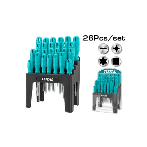 [15499] DESTORNILLADOR CROMO VANADIUM JUEGO X 26 PZS TOTAL (THTDC252601)