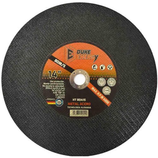 [12128] DISCO 14" X 3/32 CORTE METAL PARA TRONZADORA DUKE ENERGY TECNOLOGIA ALEMANA (HT80415)