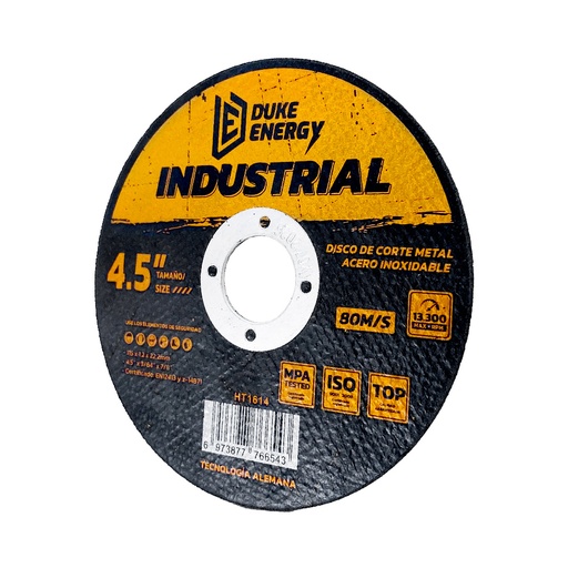 [18442] DISCO 4" 1/2 CORTE METAL ACERO INOX INDUSTRIAL DUKE ENERGY (HT1614)