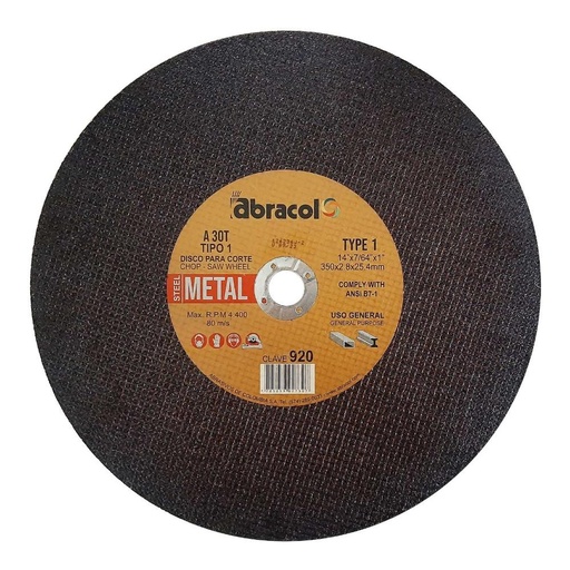 [9194A] DISCO ABRACOL C/M 14 USO GENERAL (DT1 350X2.8X25.4MM) (CLAVE 920) (ABDIA0030146)