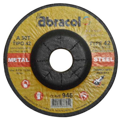 [8775] DISCO ABRACOL C/M 4 1/2 X 1/8 (DT42 115X32X3175MM (CLAVE 946) (ABD4A0030047)