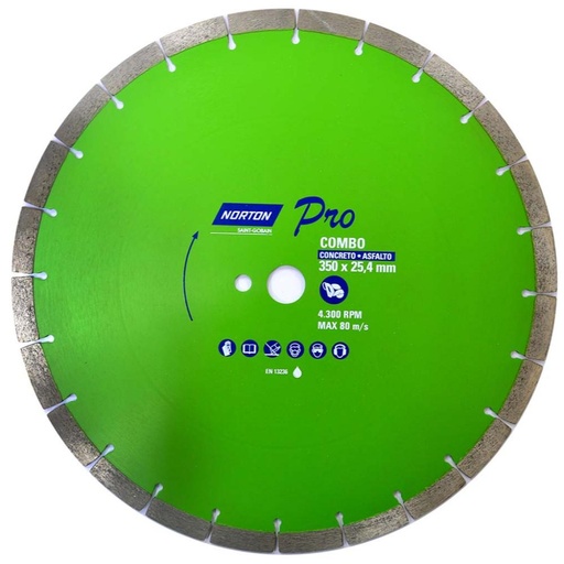 [12312] DISCO DIAMANTADO SEGMENTADO NORTON PRO 14 CONCRETO/ASFALTO 350 X 25.4 MM (70184602123)