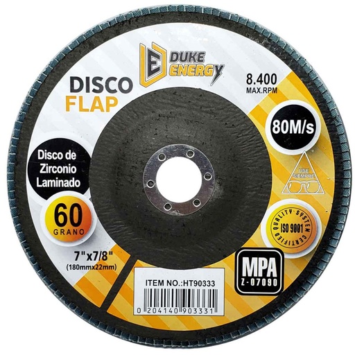 [12800] DISCO FLAP DUKE ENERGY 7 GRANO 60 ZIRCONIO (180MM X 22MM) (HT90333)