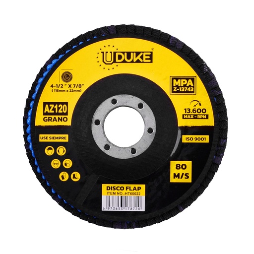 [6057] DISCO FLAP UDUKE  4 1/2 GRANO 120 (115MM X 22MM) (HT60022)