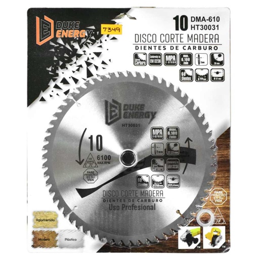 [7349] DISCO MADERA DUKE ENERGY PROFESIONAL (10X60) DMA610 (HT30031)