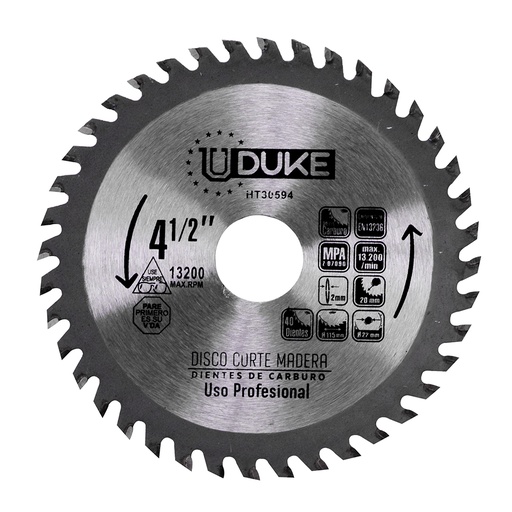 [10134] DISCO MADERA UDUKE PROFESIONAL (4 1/2X40) DMA117 (HT30594)