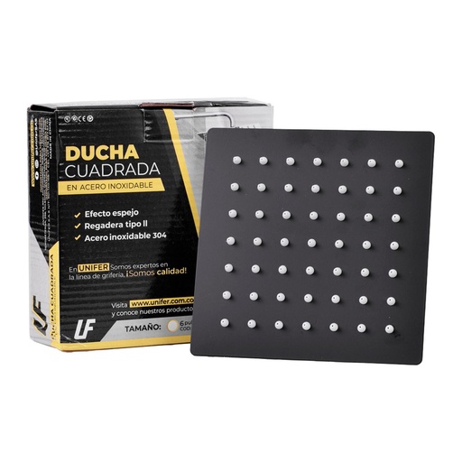 [18922] DUCHA CUADRADA DE 6  CON EXTENSION 30 CMS NEGRA (1620222)