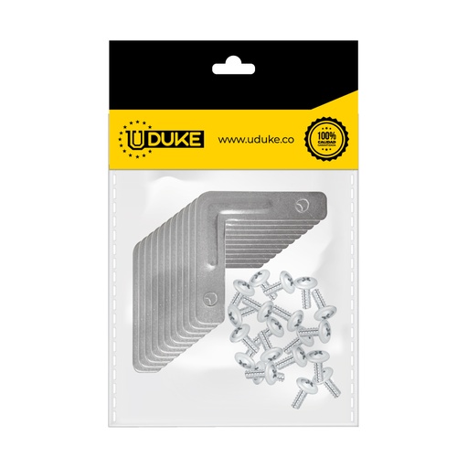 [10553K] ESCUADRA MARQUETERIA 1 1/2" ZINCADA PQT X 10 UDUKE