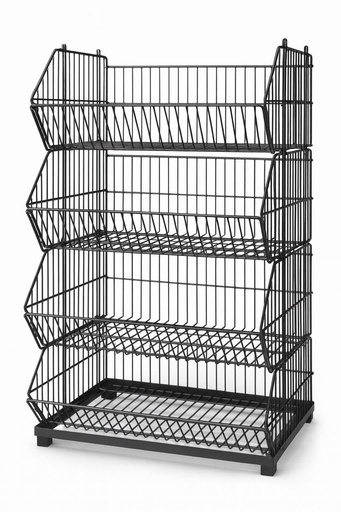 [E82] EXHIBIDOR UDUKE CANASTILLAS APILABES X4 CON BASE PISO(HT1632)(58X40X30-CM)