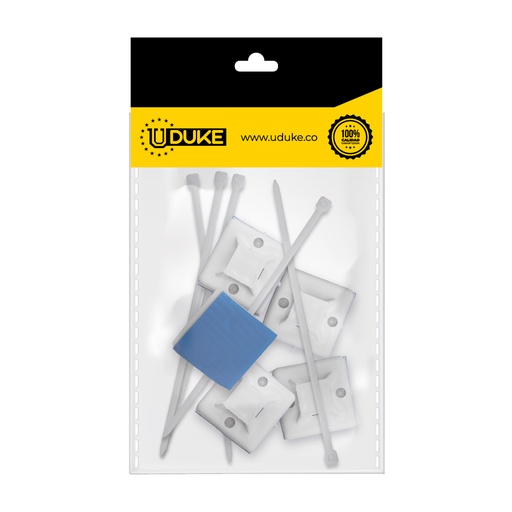 [9217K] GRAPA ADHESIVA PARA CABLES (2.4x2.4 CM) PARA USAR CON AMARRAS PQT X 5 UDUKE