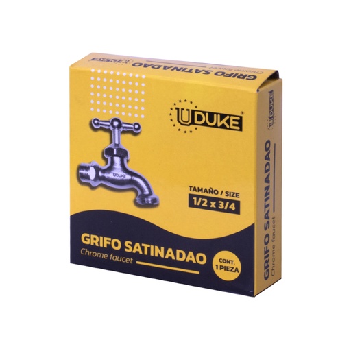 [4912] GRIFO SATINADO CROMADO UDUKE EN CAJA CHAPOLA METALICA (HT20580)