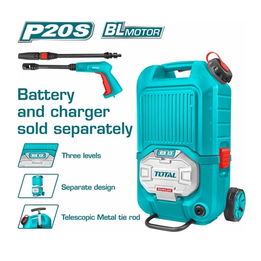 [16783] HIDROLAVADORA PORTATIL 40V 1160PSI INDUSTRIAL NO INCLUYE BATERIA NI CARGADOR TOTAL (TPWLI4006)