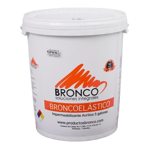 [18475] IMPERMEABILIZANTE ACRILICO 10 AÑOS BRONCOELASTICO CUÑETE GRIS (4BE4300119)