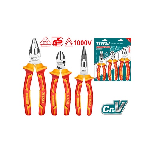 [15492] JUEGO DE ALICATES AISLADOS X 3 PZS INDUSTRIAL (PINZA 6CORTAFRIO 6ALICATE 8) TOTAL (THT2K0302)